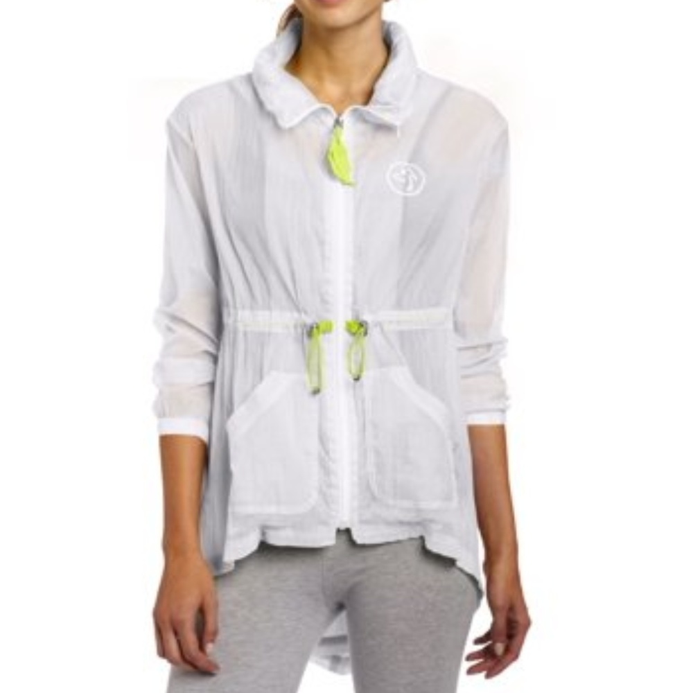 Zumba Stellar White Sheer Jacket Size Large NWOT